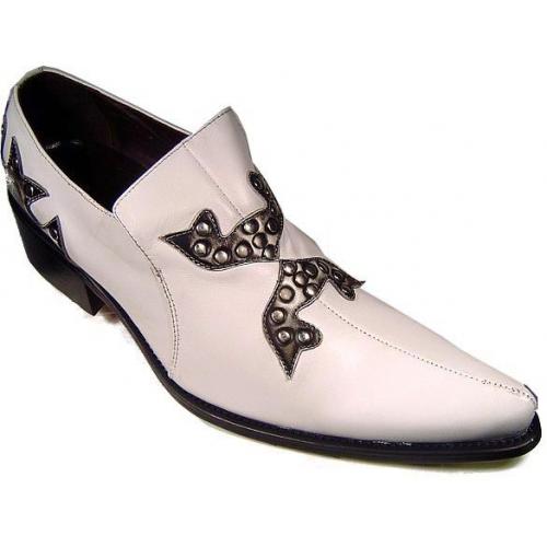 Fiesso White/Black Genuine Leather Loafers FI6075